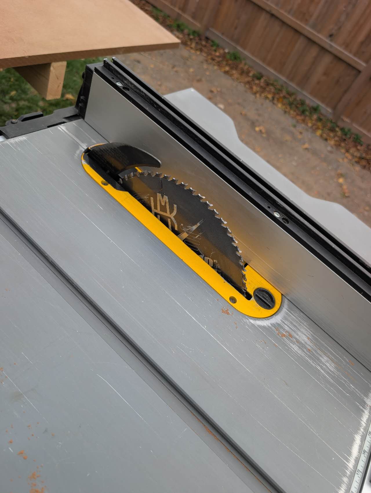 Nakamura 160mm thin-kerf TCT saw blade mounted on a job-site table saw in Canada Nakamura 160mm thin-kerf TCT saw blade mounted on a job-site table saw in Canada