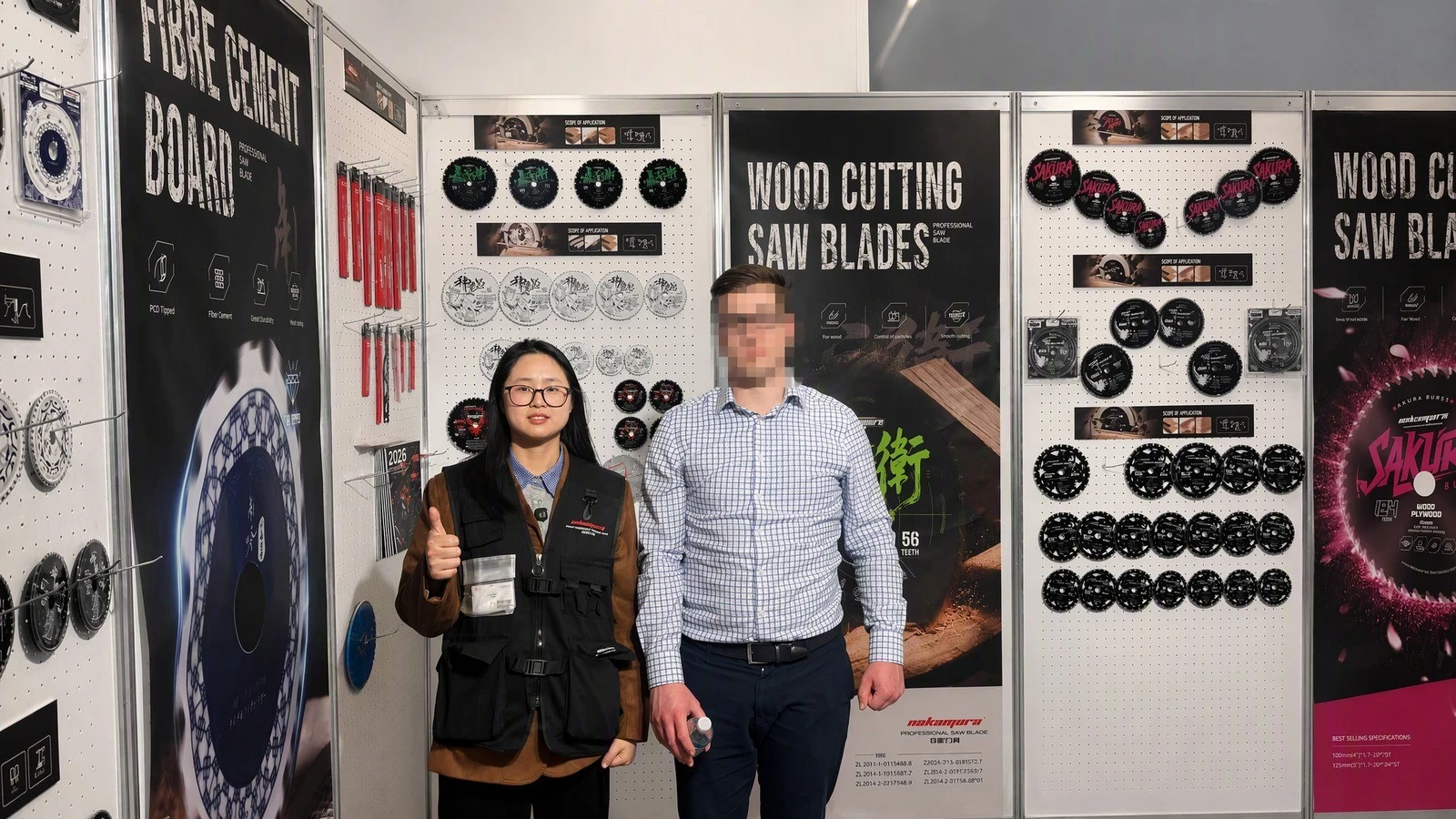Nakamura stand at the International Hardware Fair Cologne 2026 with wood circular saw blades on display Nakamura stand at the International Hardware Fair Cologne 2026 with wood circular saw blades on display